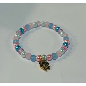 Cotton Candy Piggy Beaded Bracelet Pastel Pink Blue Cute Sweet Jewelry